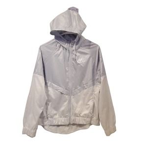 Nike Women's Windrunner Jacket Size Medium Gray White Lightweight Breathable